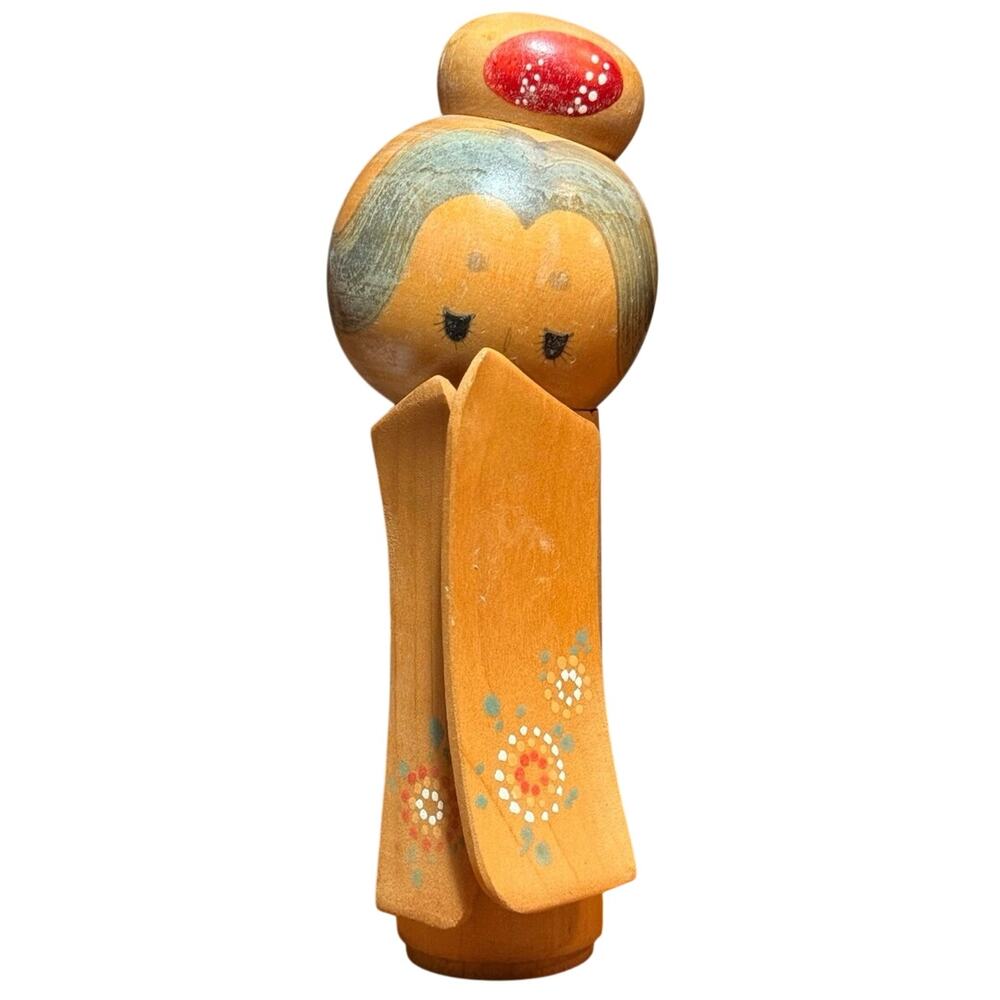 VTG Japanese Creative Sosaku Kokeshi Doll Unsigned Geisha Long Kimono Sleeves